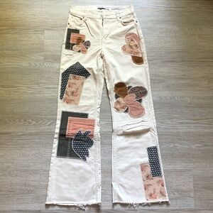 Patchwork wide leg pants